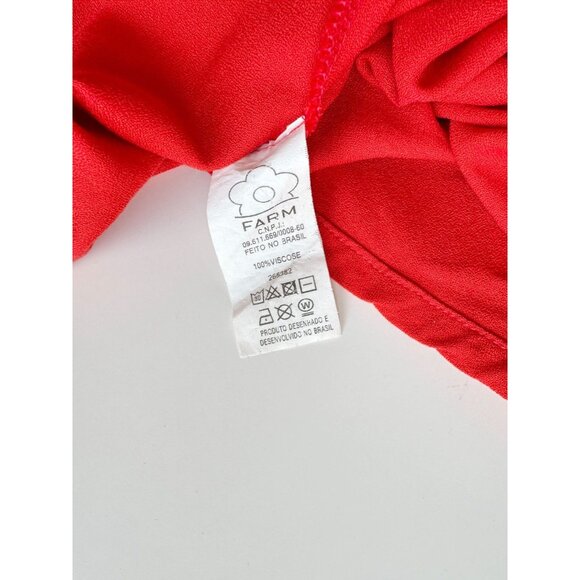 FARM RIO Red Viscose Crepe V-Neck Drop Waist Dress, Size P/S - Picture 12 of 13